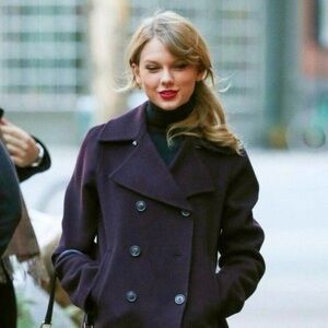 Vince M Peacoat Womens Wool Blend Deep Plum Soft